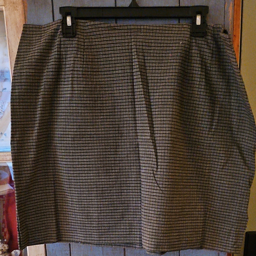 Green Mini Plaid Skirt